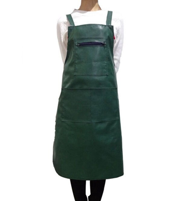 Cuir coréen imperméable et tablier de cuisine, salopette en PU, pour usage domestique, pour hommes et femmes: Vert armée