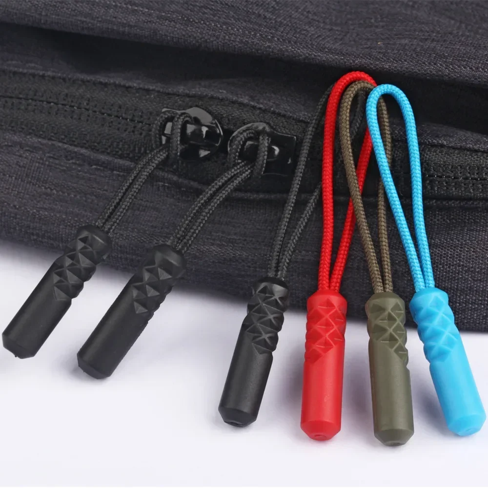 (10 uds) cabeza de tracción de cremallera de PVC cabeza de tracción de plástico cuerda de cola de escalada mochila Xiaomi con la misma cuerda de tracción de cremallera