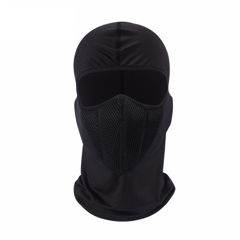 Pasamontañas para motocicleta, máscara facial completa a prueba de viento, protección facial a prueba de polvo, casco de motocicleta de invierno, Bandana, capucha, bufanda para el cuello de esquí: Negro