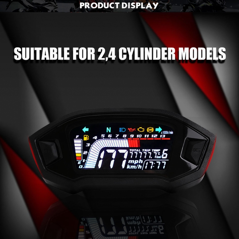 DC8-12V Multifunctionele Motorfiets Dashboard Digitale Snelheidsmeter Thermometer