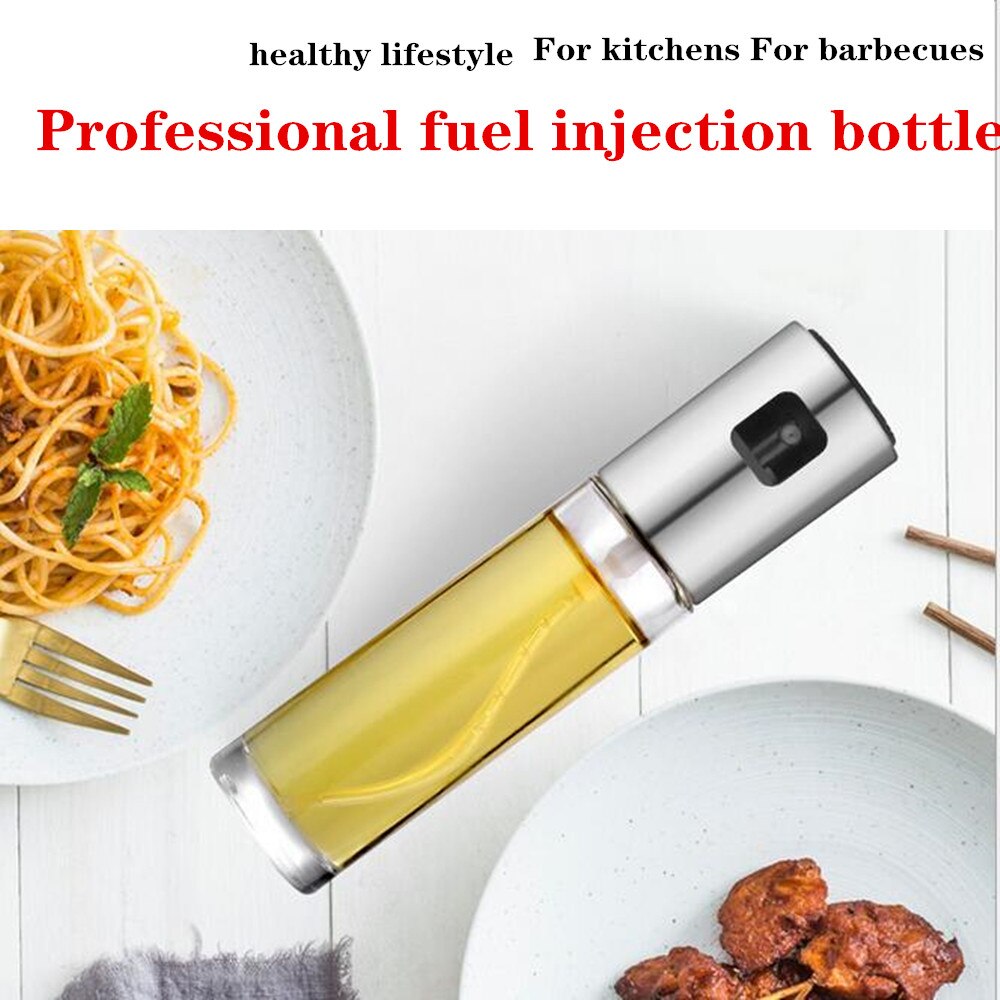 100 Ml Rvs Glas Olijf Pomp Spray Fles Olie Saus Azijn Pot Koken Gereedschap Bbq Kookgerei Keuken Gadget: no Scale