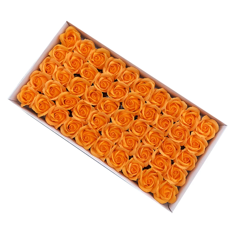 50 stks/partij Kunstbloem Rozen Hoofden Dia4.5cm Schoonheid Bruiloft Valentijnsdag Cadeau Rozen Boeket Thuis Party Decoratie Bloemen: Goud