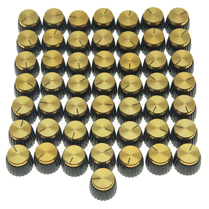 50Pcs Guitar AMP Amplifier Knobs Black With Gold Cap Push on Knob Fits Marshall AMP: Default Title