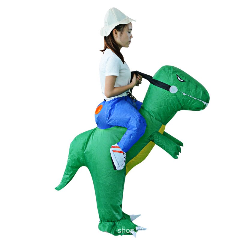 Inflatable 3D Dinosaur Costume party Cosplay costumes Fancy Mascot Anime halloween can ride Costume For adult kids Dino Cartoon: green M
