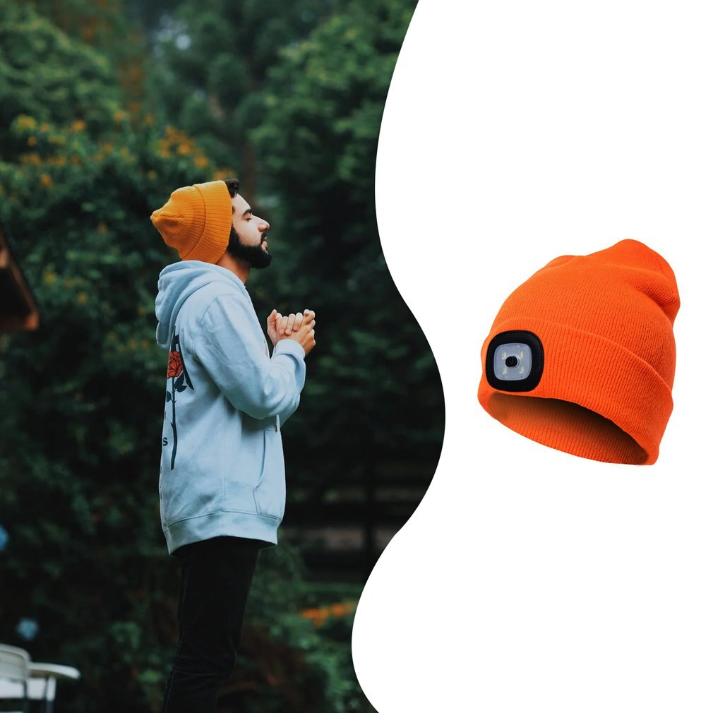 Led Light Hat Portable Lamp Lighting Caps Night Lighting Outdoor Activities Beanies Warm Knitting Caps