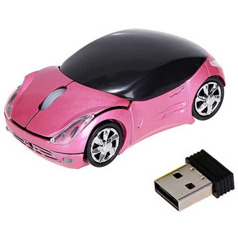 2.4Ghz 1600Dpi Draadloze Optische Muis Usb Scroll Muizen Voor Tablet Laptop Cartoon Auto Muis: Roze