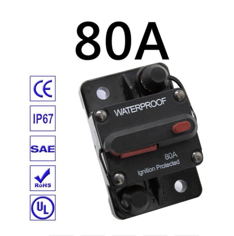 BYGD Afbryder - 30A-300A - Vandtæt Reset Sikring - 12-48V DC til Bil, Båd: Rødbrun