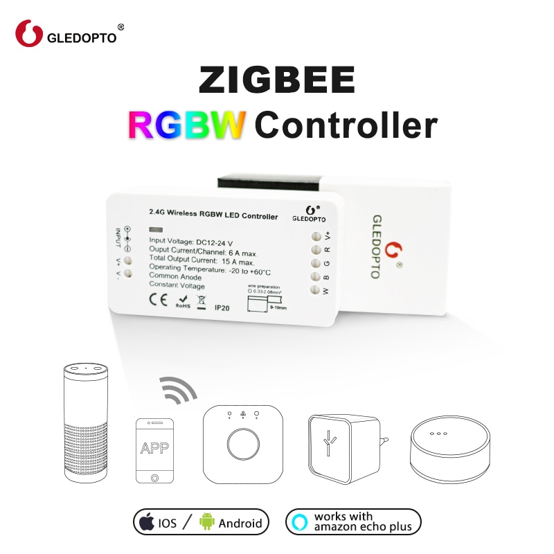 zigbee 3.0 ZLL wireless RGB LED controller 1ID or 2ID RGBW Dimming Light Strip Controller dimmer DIY smart home work with alexa