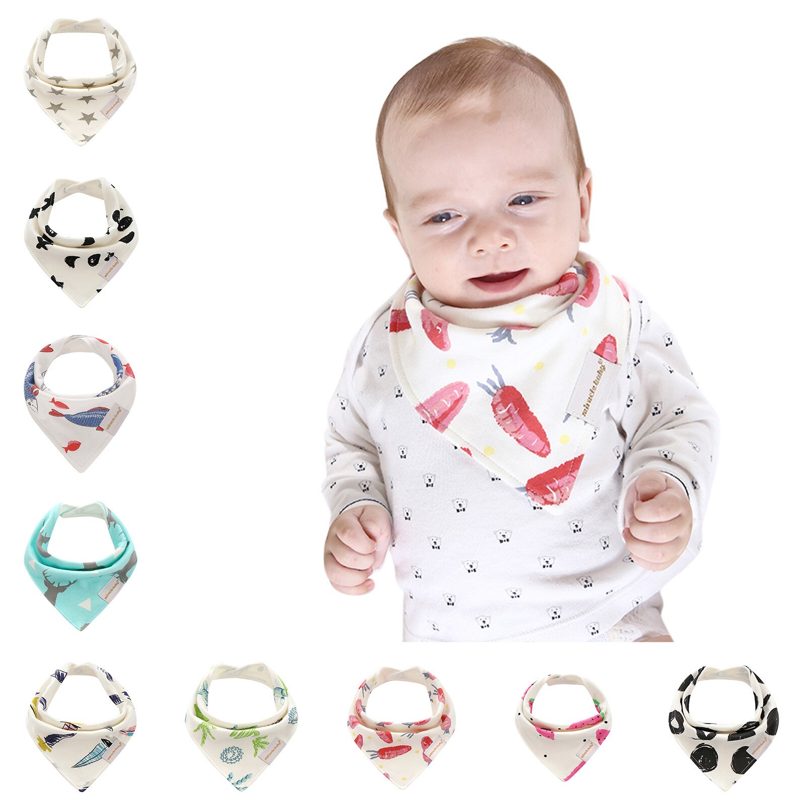 Bebê babadores triângulo algodão duplo babadores bandana dos desenhos animados para babadores do bebê cobertor de pano de alimentação toalha cachecol material do bebê