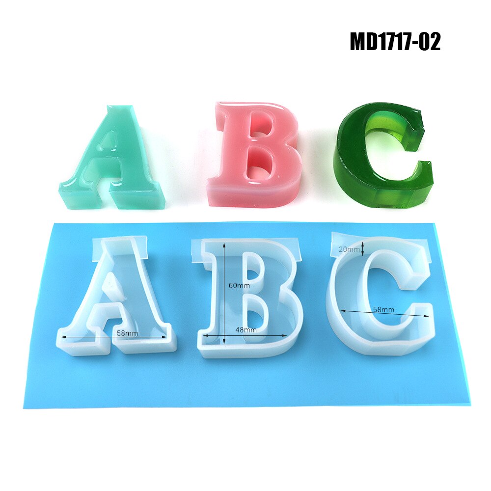 Moldes de silicone 26 letras inglês alfabeto resina fundição moldes de silicone diy fazendo ferramentas para casa letras decorativas: md1717-02