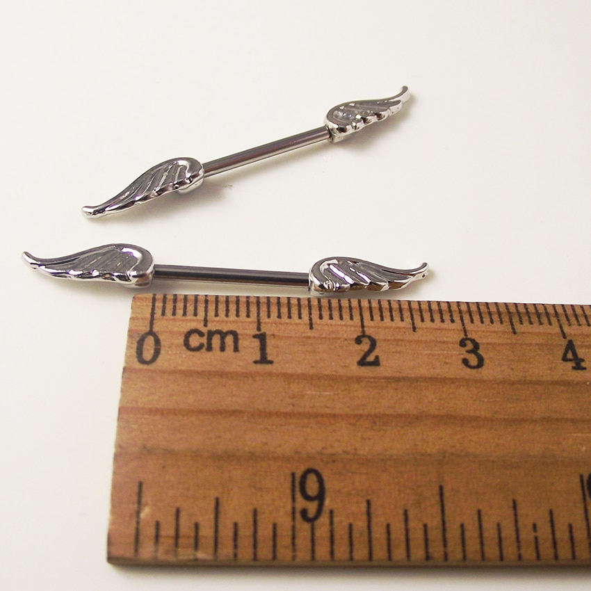 2piece 14Gx16mm Punk Rock Double Wing Nipple Shield Rings Body Piercing Jewelry Angel Wings Nipple Bar ring For Women