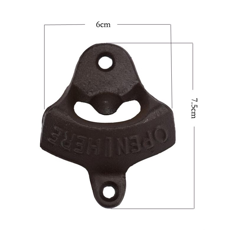 Abrebotellas de Metal de hierro montado en la pared con dos pantallas, accesorios de Bar AKUHOME