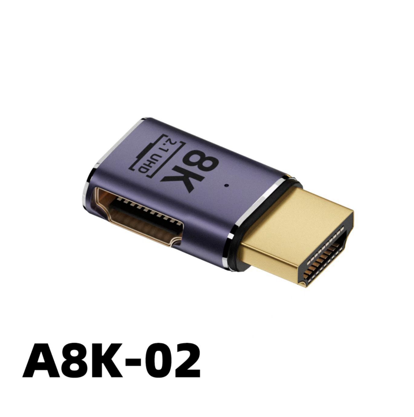 Adaptador UHD 8K 48Gbps HDMI 2,1 V en forma de U, ángulo recto de 90 270 grados, Mini Micro HD macho a conector hembra Compatible con HDMI: Caqui