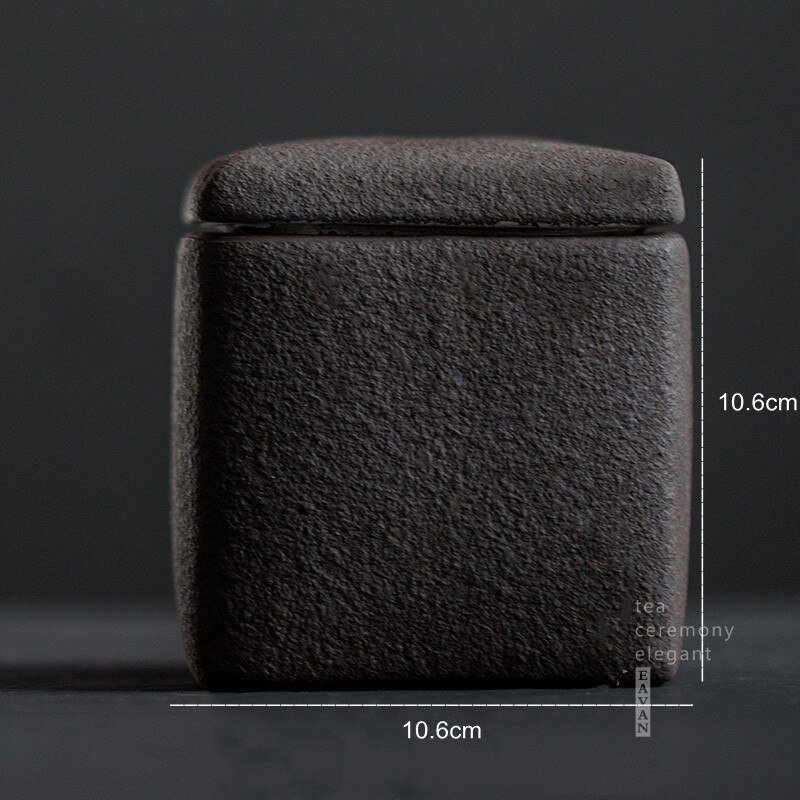 Black Square Ceramic Tea Caddy Multifunctional Tea Coffee Sugar Storage Box Organizer Container Cajas De Almacenamiento With Lid: D2a