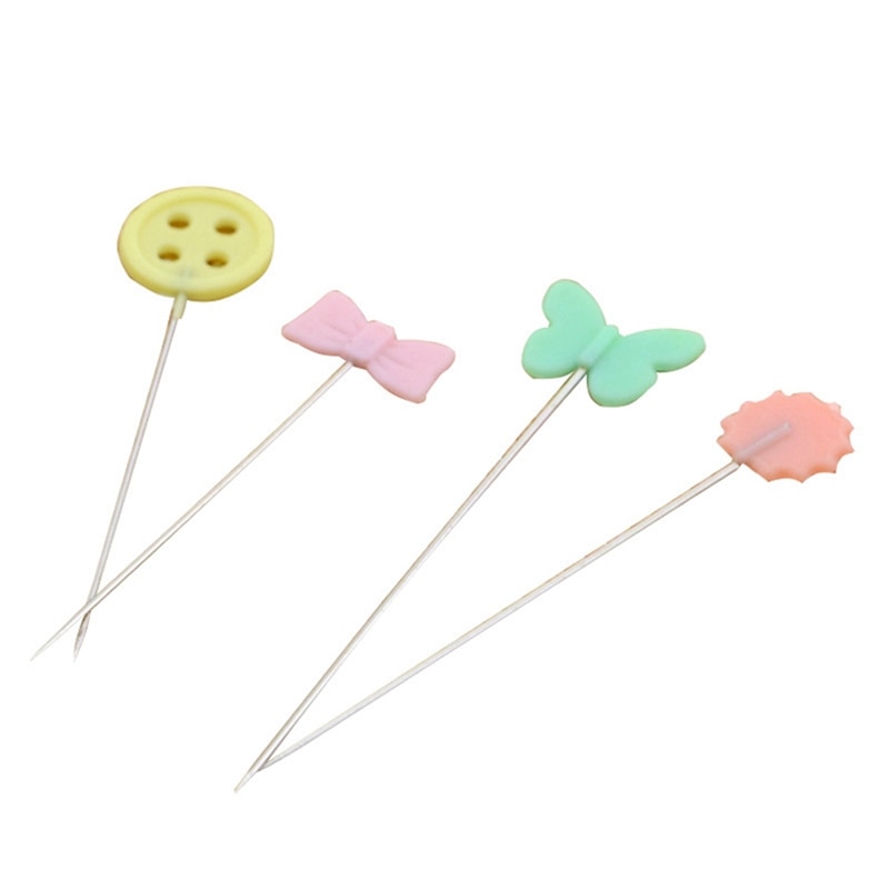 Lote de alfileres del remiendo, accesorios de costura, flor, mariposa, corbata, botón, Pin de localización, aguja de posicionamiento con caja, 100 unidades