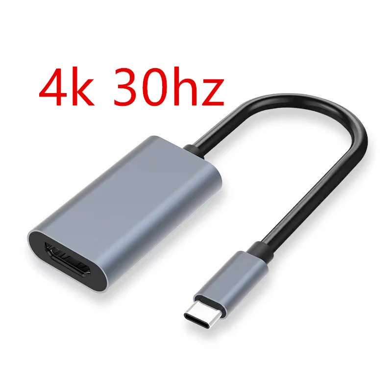 Adaptateur USB Type-C vers HDMI 4K, USB 3.1 mâle vers HDTV femelle, câble convertisseur pour ordinateur portable, tablette, TV, MacPle: Black