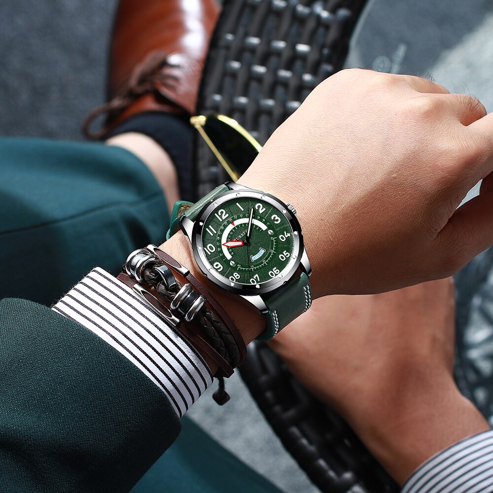 Polshorloge Mannen Luxe Mode Lederen Horloges Voor Mannen Klok Kalender Datum Quartz Horloge Mannelijke Ongedwongen Horloge
