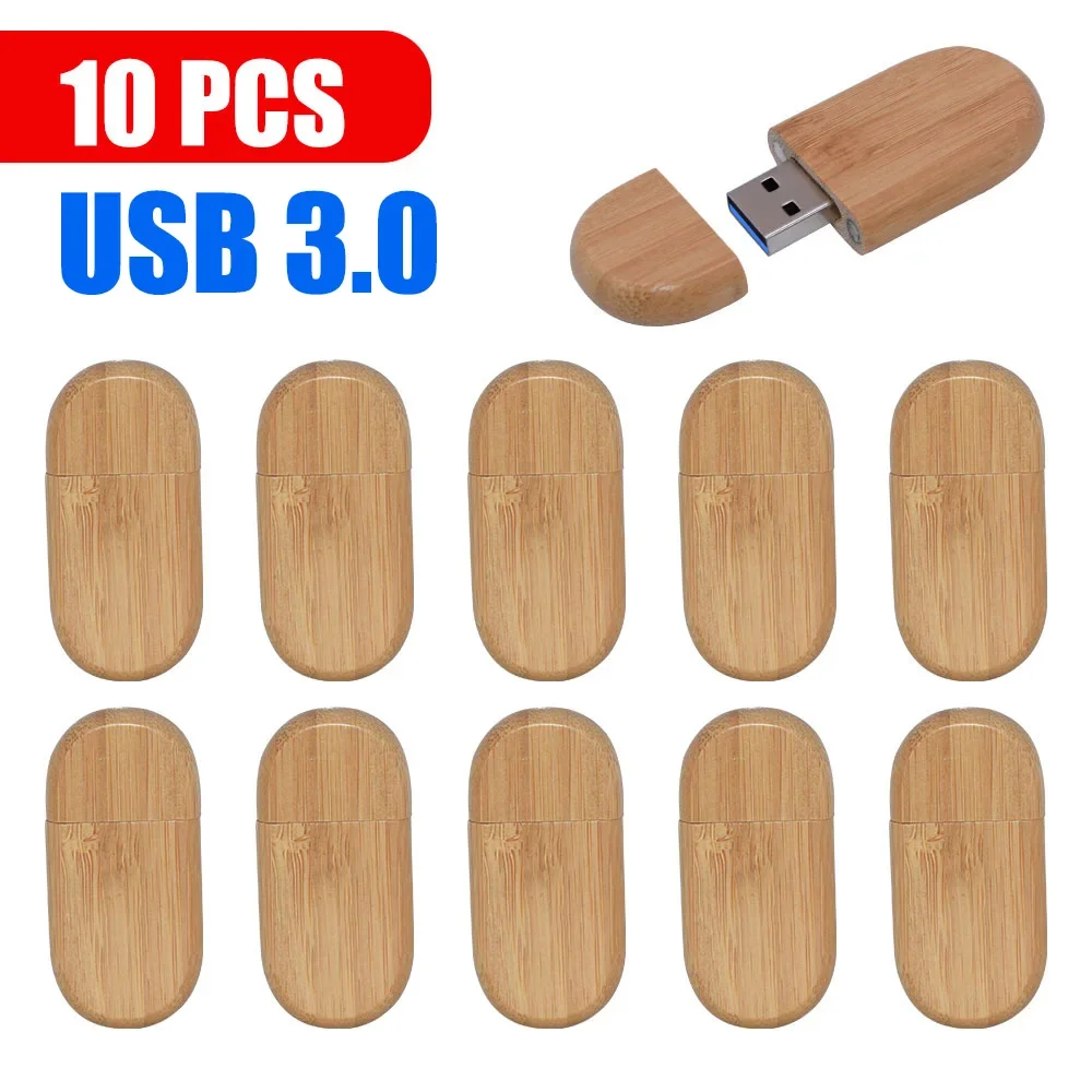 10 stk/parti usb-minnepinner i tre med 3.0 stk. gratis logo, 128gb 64gb . minnepenner, 16gb 32gb 8gb minnepinne til bedrifter, usb-pinne: Rosa / 64gb