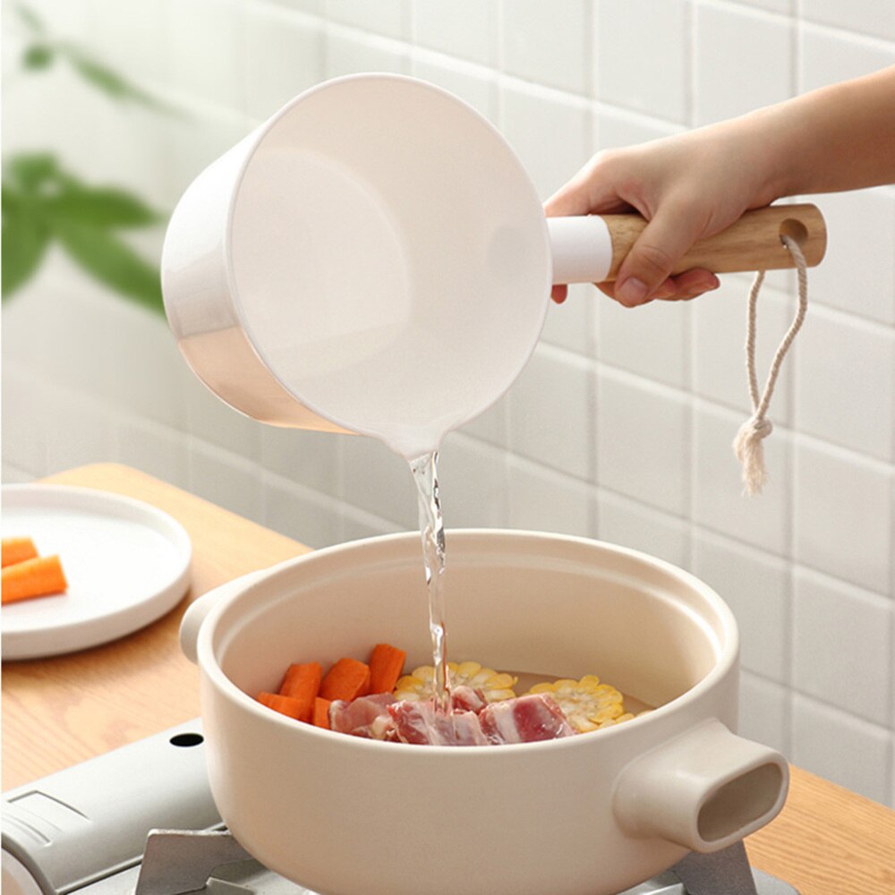 Kitchen Wooden Long Handle Water Ladle Bathroom Bailer White Water Scoop Home Accessories