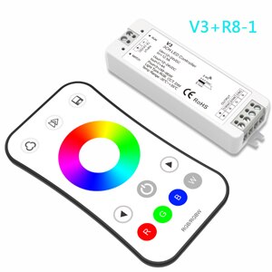 2.4g rf langaton led-kosketuskaukosäätimen himmennin 1ch 2ch 3ch led-ohjain yksiväriselle / värilämpötilalle / rgb led-nauhalle: V3 ja  r8-1