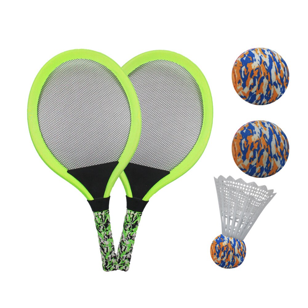 Tennisracket Set Praktijk Outdoor Sport Kleuterschool Kids Funny Badminton Bal Training Draagbare Strand Speelgoed Beginner: green