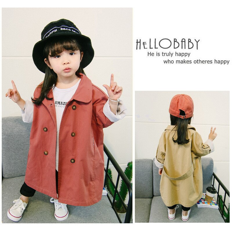 Chaquetas para niñas primavera cazadora para bebés otoño 2-6y niños lindo abrigo doble botonadura niños gabardina abrigo de calle chicas