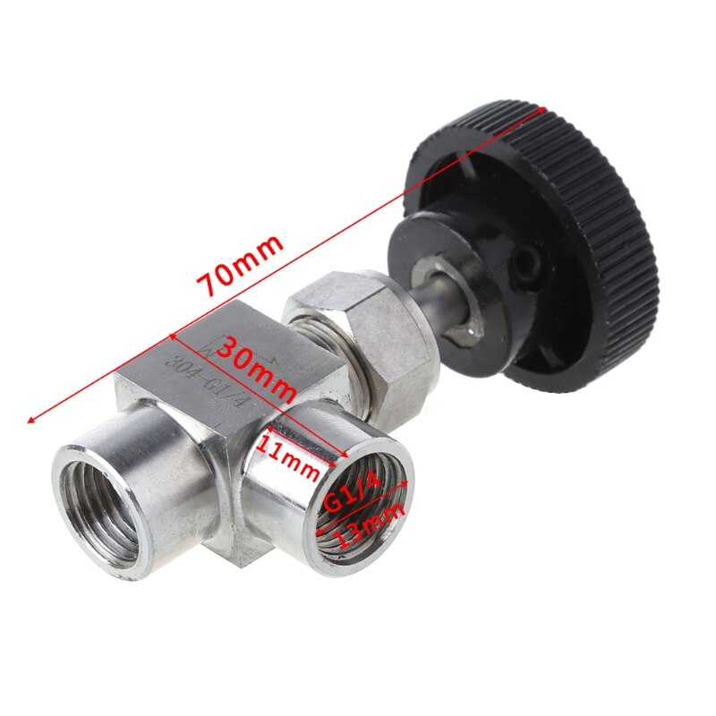 1/4" BSP Equal Female Thread 304 Stainless Steel Flow Control Shut Off Needle Valve