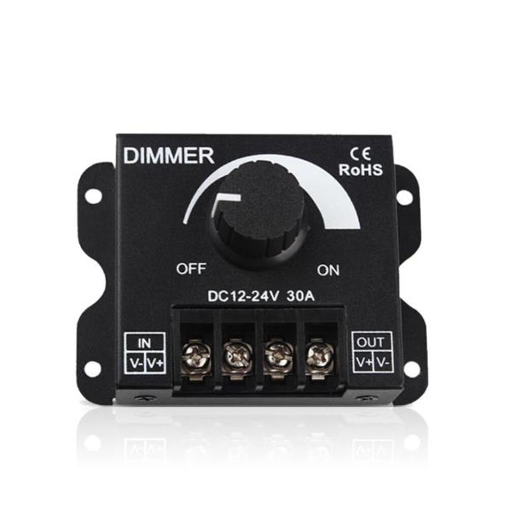 Black LED Dimmer DC 12V 24V 30A 8A Adjustable Brightness Dimmer Controller Switch For Lamp Bulb Strip Driver Single Color Light: 30A Dimmer