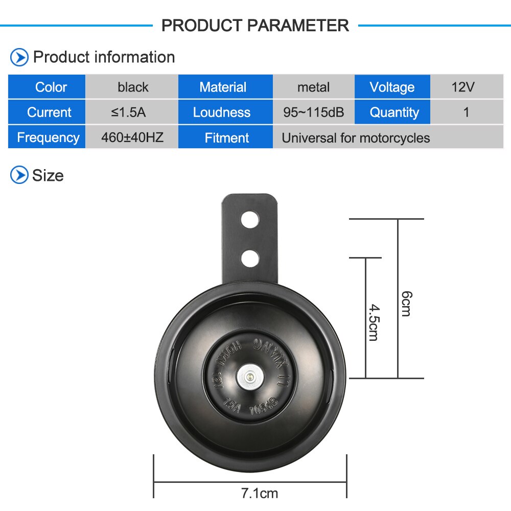 Mini 71mm super luide elektrische metalen claxon waterdicht 12v 105db universeel voor motorfietsen