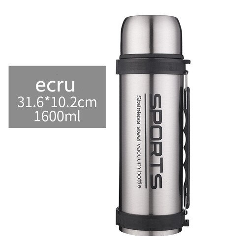 Grote Capaciteit Roestvrijstalen Thermoskan Outdoor Reizen Sport Persoonlijkheid Water Cup Draagbare Isolatie Vacuüm Cup 1.5L / 2L: 1500ml  ecru