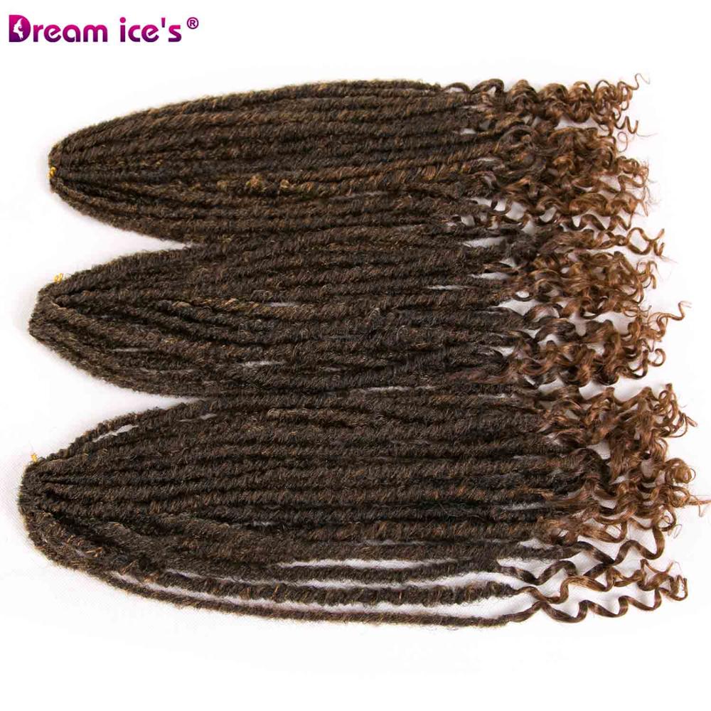 Dream Ice's Goddess Hair Ombre Faux Locs Crochet Braids 20inch Soft Natural Braid Dread Lock Synthetic Braiding Hair Extension: T1B/30 / 7Pcs/Lot