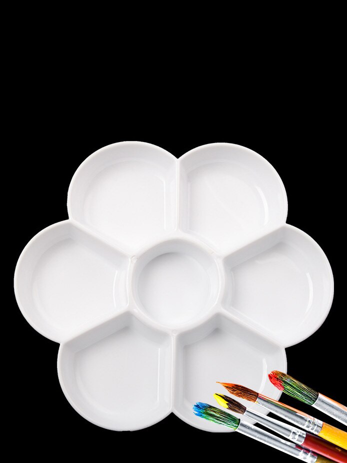 School Office Supplies Watercolor Painting Palette Transparent White 1Pcs Plum Blossom Shape Multi-function Artist Accessories