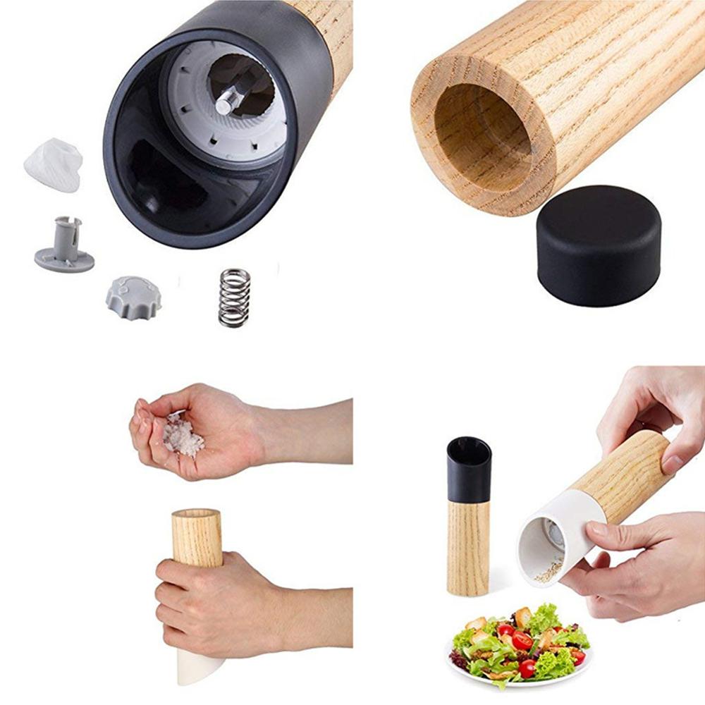 Manual Salt and Pepper Grinder Wooden Shaker Refillable Ceramic Rotor Sea Salt Grinder Kitchen Tools