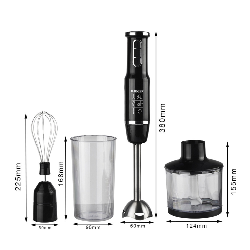 Proscenic mezclador de mano para palillo de la licuadora, mezclador portátil 4 en 1 de inmersión potente, para batidor de cocina, licuadora, batidor, licuadora, batidor para bebé
