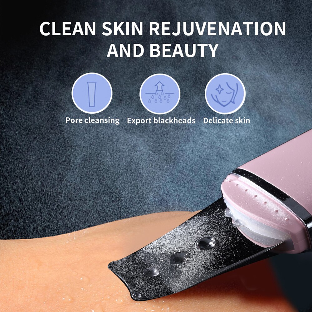 Ultrasonic Skin Scrubber Vibration Face Spatula Blackhead Remover Facial Scrubber Shovel Clean Cavitation Peeling Facial Lifting