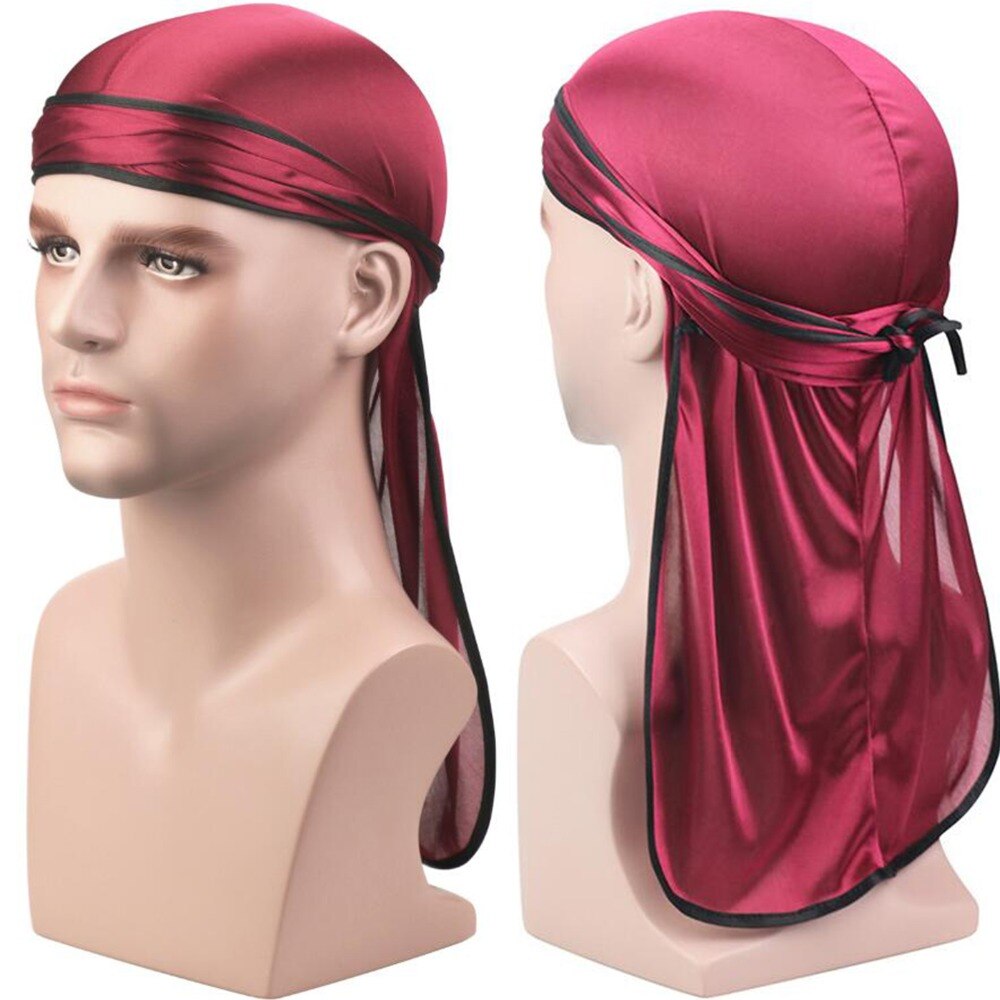 Luksus mænds silkeagtige durags bandana turban hat parykker doo mænd satin durag biker hovedbeklædning pandebånd pirat hat hårtilbehør