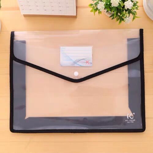 Transparent Big Capacity A4 File Folder Business Briefcase Document Paper Storage Bag Desktop Organizer Stationery: white
