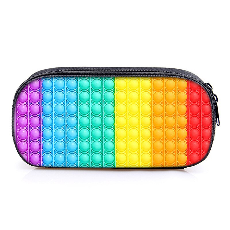 Push pop it fidget Pencil Bag Canvas Contrast Colorful Pencil Case Stationery Storage Bag Organizer for Students: Deep Blue