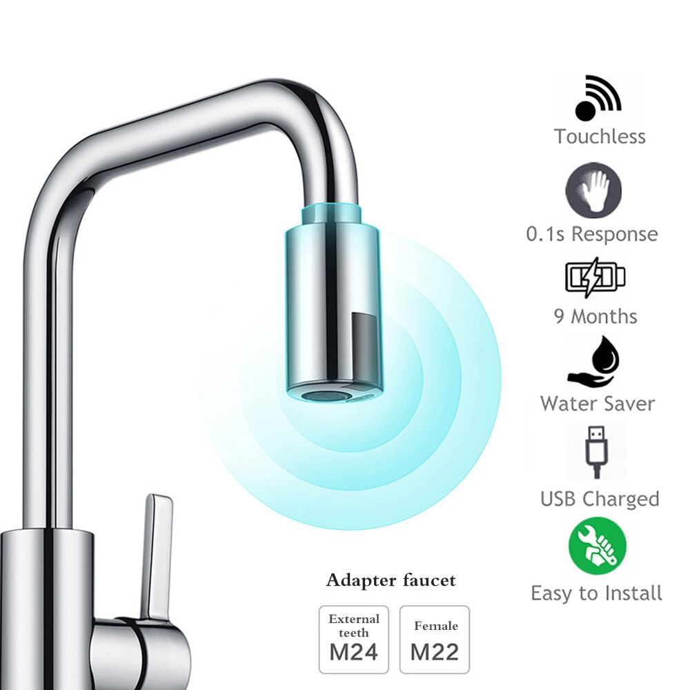 Sensor automático torneira do banheiro pia da cozinha deck monte touchless sensor torneira bacia alimentado por bateria de poupança água da recarga