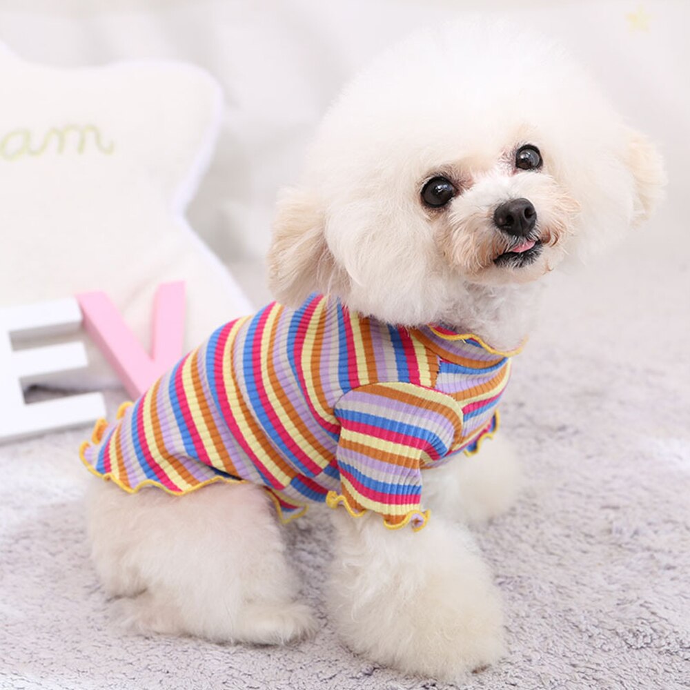 T-shirt Soft Puppy Dogs Clothes XS-XXL Cotton Puppy Strip Vest Cute Pet Dog Clothes Cartoon Summer Clothing Small Puppy Clothin: Strip / XXL
