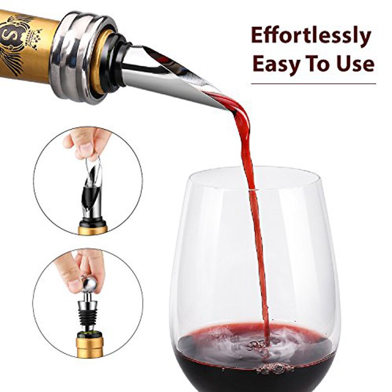 Stainless Steel Wine Opener for Bottle Opener Tools Set with Wood Box Pourer Stopper Foil Cutter Drip Ring Kit
