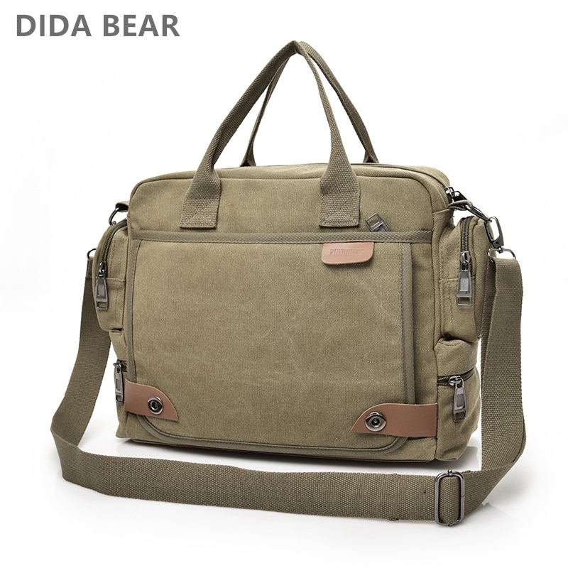 Neue Männer Umhängetasche Männlichen Leinwand Schulter Bote Taschen Mann Handtaschen für Reise lässig Große Schulranzen Grau khaki