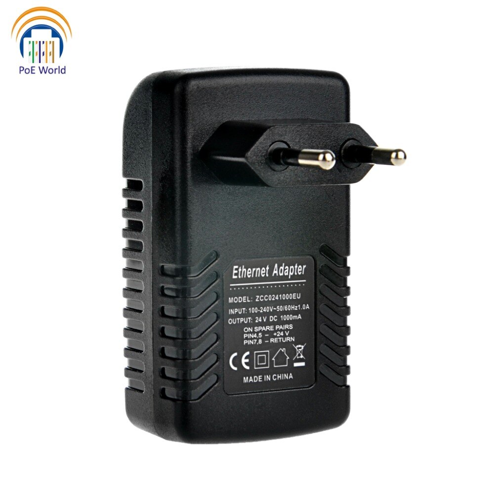 24V Ethernet adapter POE injector Ethernet Power POE pin4/5(+),7/8(-) PoE Adapter for UBNT Mikrotik 24V24W IP camera VOIP Phone