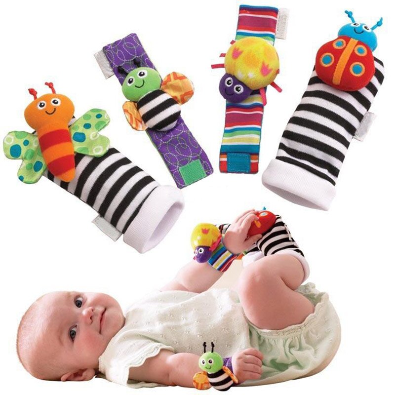 Hochet de poignet pour bébé, ensemble de jouets sensoriels, chaussettes et bracelets