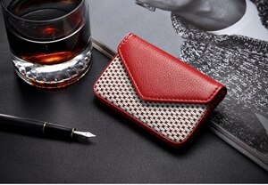 Porte-carte en cuir PU porte-carte d'affaires pour femme banque et crédit porte-carte Rfid portefeuille Auto Documents porte-cartes: Red