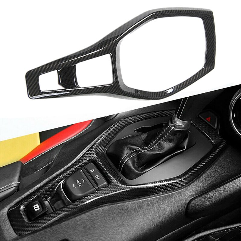 Carbon Fiber Versnellingspookknop Panel Decor Cover Trim Voor Chevrolet Camaro +