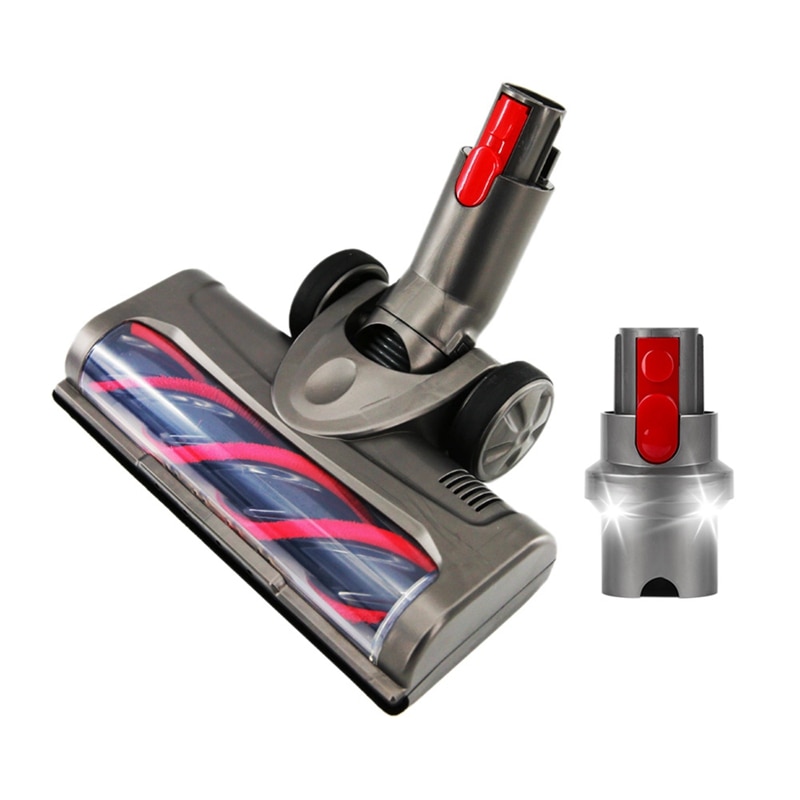 Electric Floor Brush Head For Dyson V7 V8 V10 V11 Vacuum Fluffy Soft Roller Head Quick Release Floor Head+LED Converter: Default Title