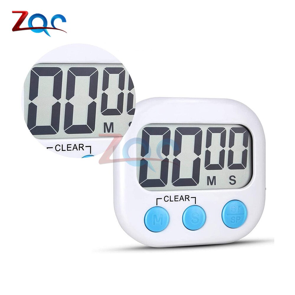 LCD Digital Timers Kitchen Timer Cooking Timer Count Up Down Alarm Clock 24 Hours with Stand White Blue Green Pink