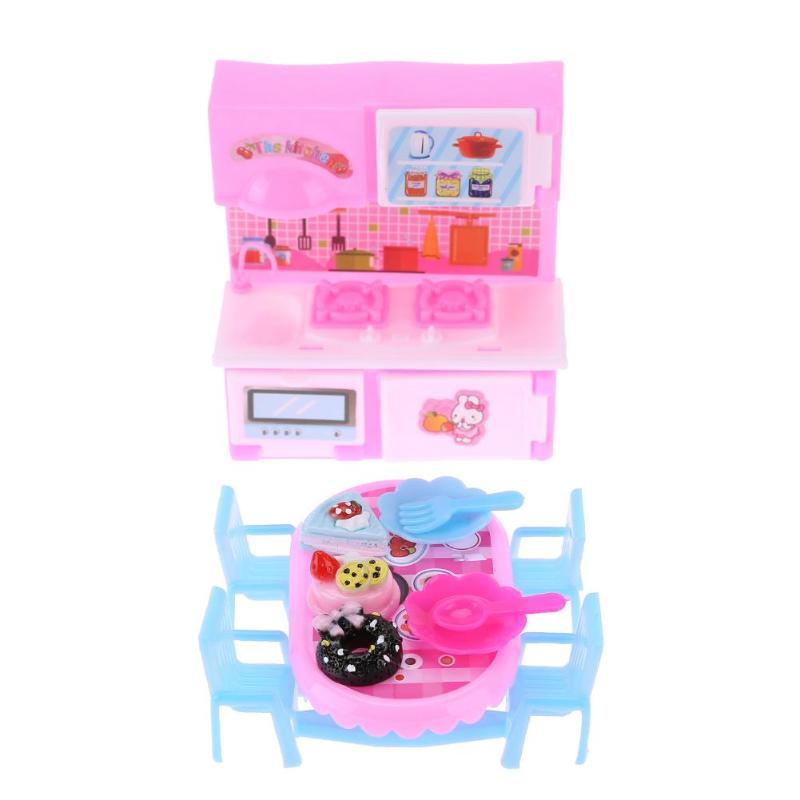 6 stks/set Plastic Mini Keuken Speelgoed Poppenhuis Eettafel Speelgoed Kinderen Spelen Huis Speelgoed Artikelen Poppen Accessoires