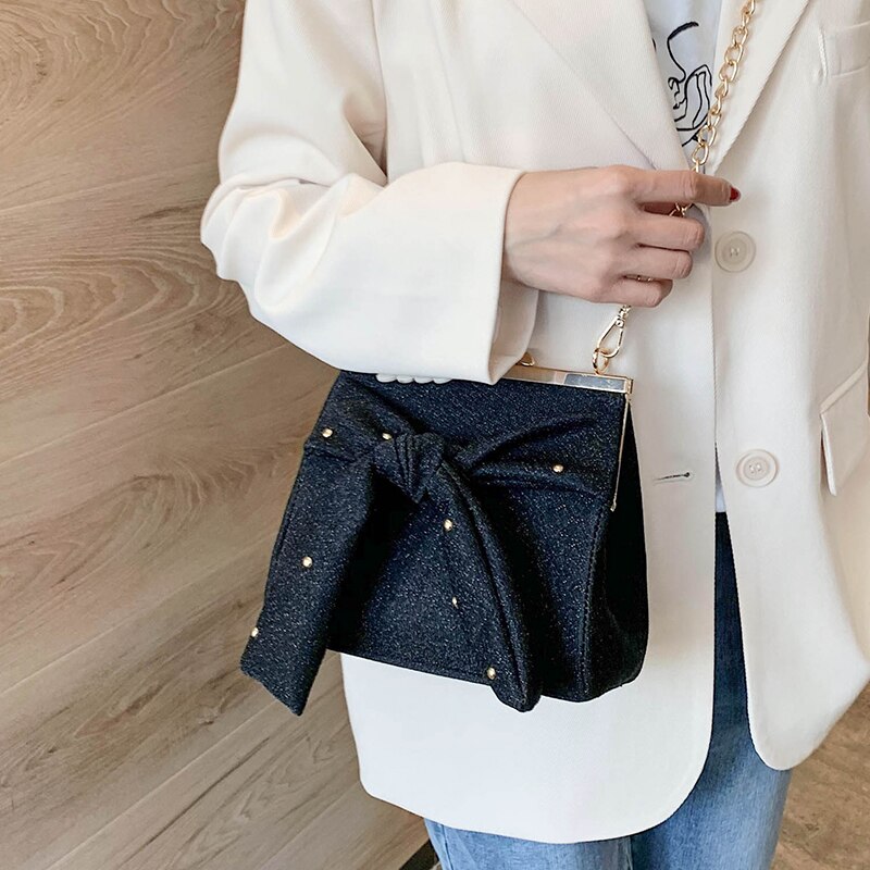 blendend Großen Bogen Süße Mädchen Frauen Geldbörsen und Handtaschen Crossbody-tasche Schulter Kette Tasche Weibliche Handtasche Totes für Weibliche beutel